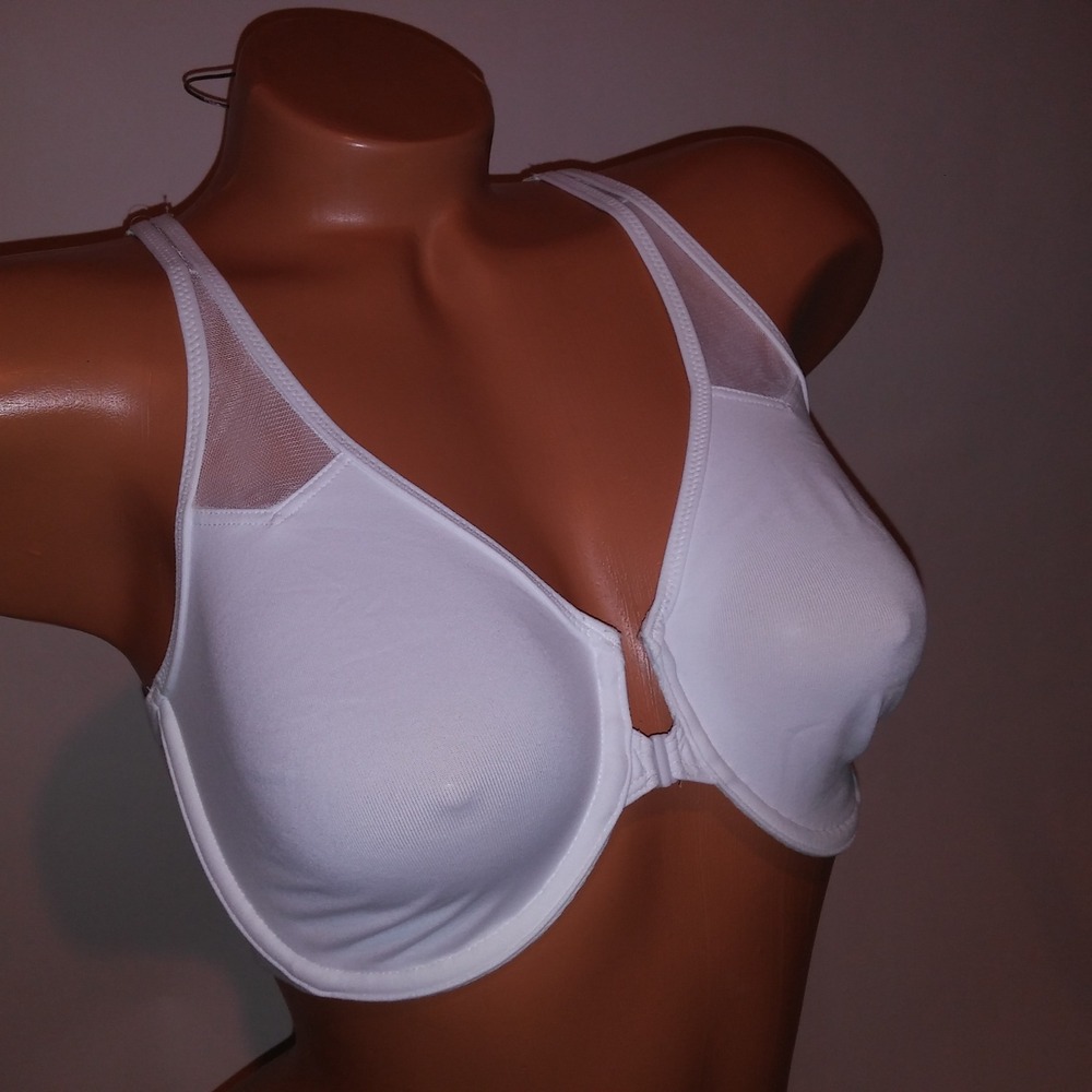 Wacoal Bra 36D Unlined Front Close Racerback White Solid Underwire